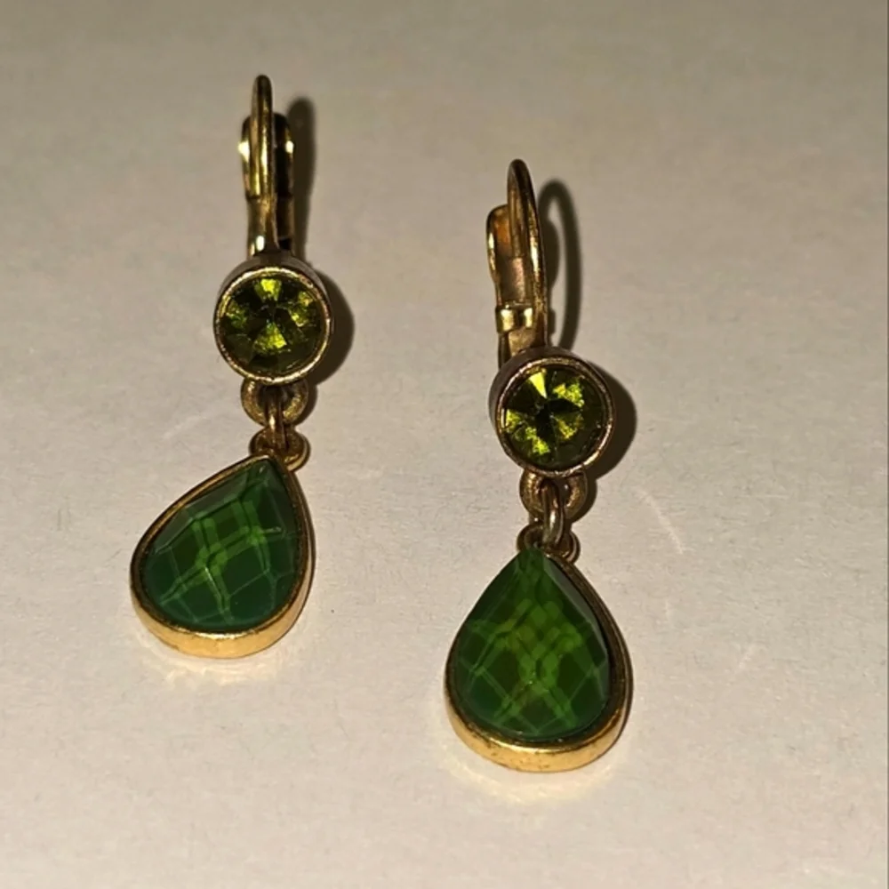Lucky‎ Brand Green and Gold Leverback Drop Earrings